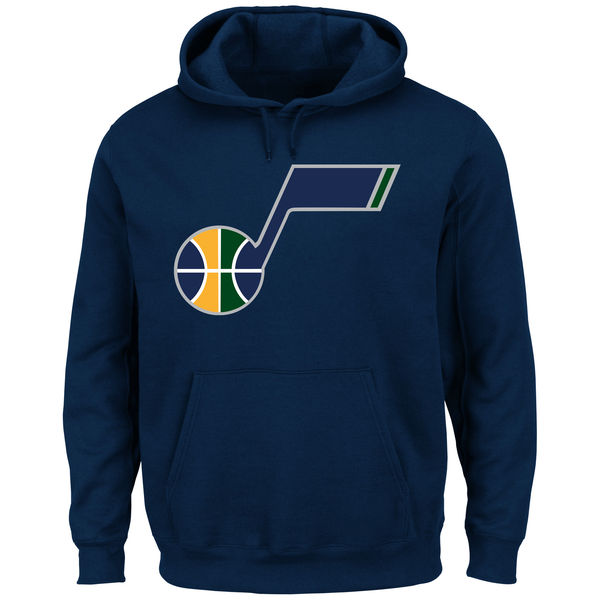  Men Utah Jazz Majestic Current Logo Tech Patch Pullover Hoodie Navy->utah jazz->NBA Jersey